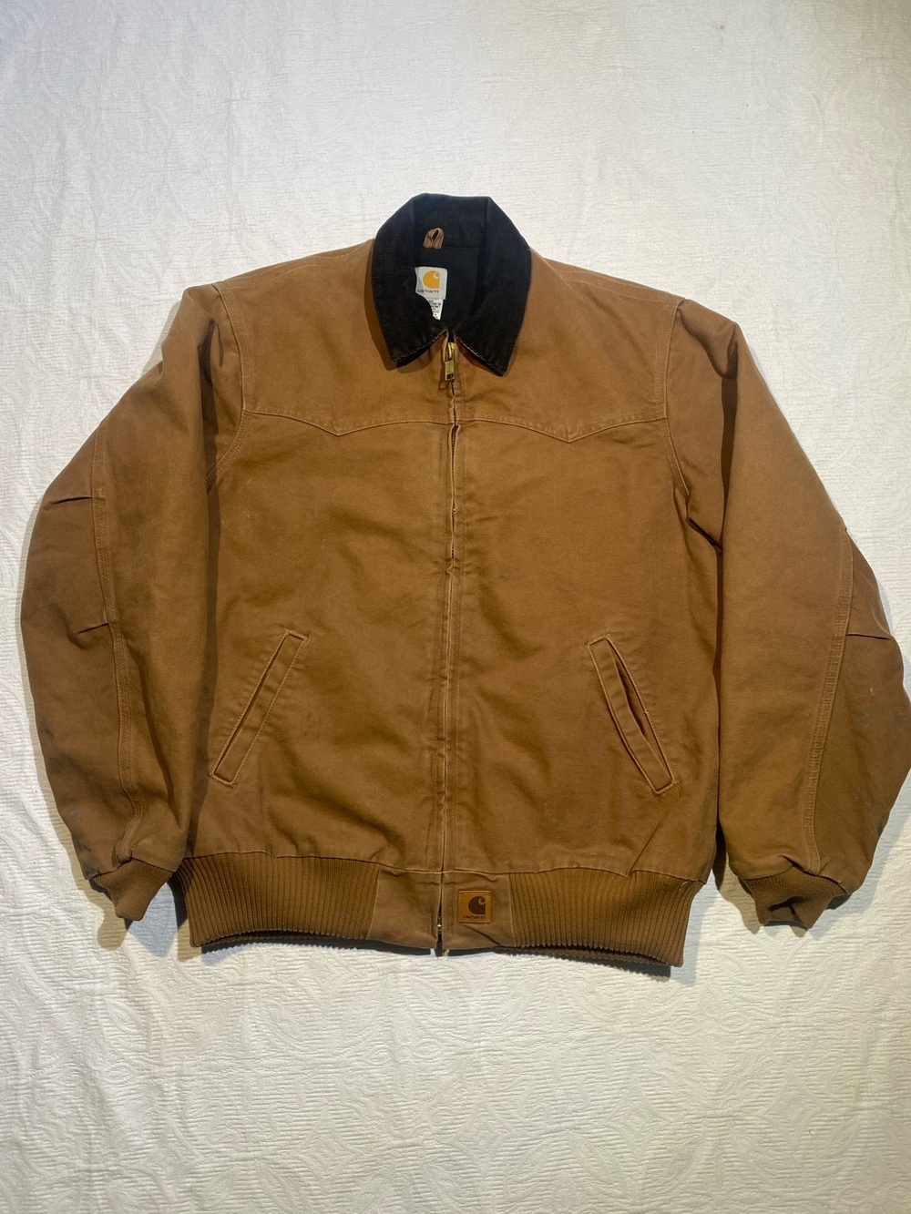 Carhartt Brown Jacket with Black Corduroy Collar